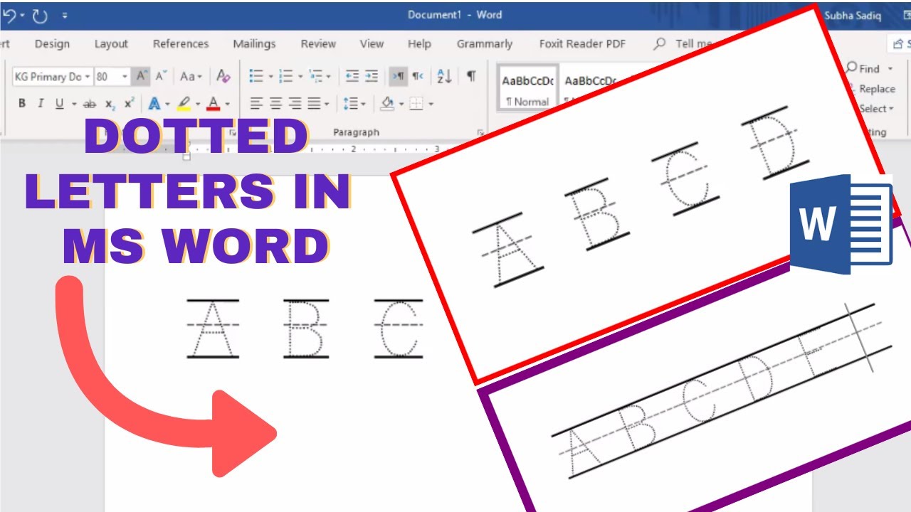 Dotted line font for tracing microsoft word